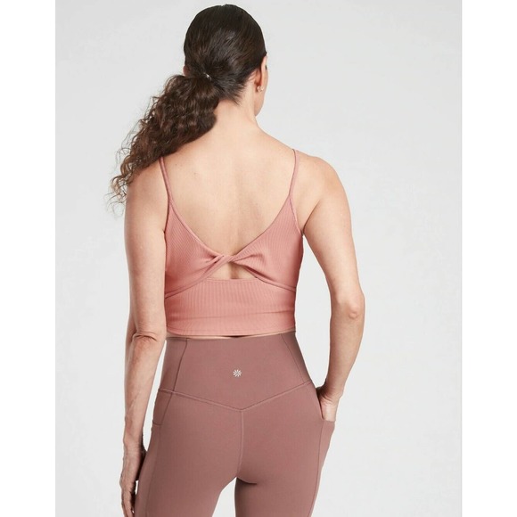 Athleta NEW Women Active Tank Top Twist Back Pink Rib Knit Size 1X Sleeveless - Picture 4 of 7